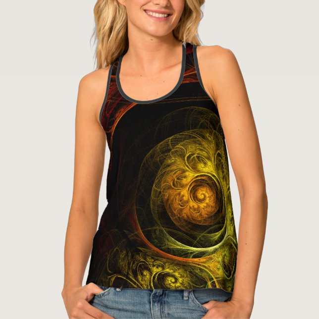 Sunrise Floral Red Abstract Art Tank Top (Front)