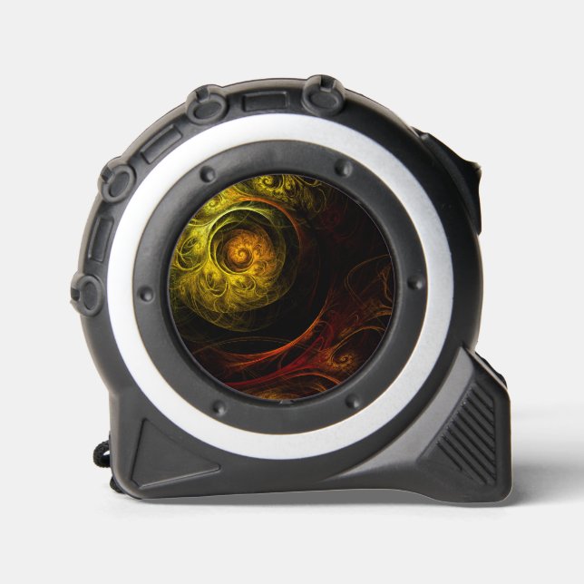 Sunrise Floral Red Abstract Art Tape Measure (Front)