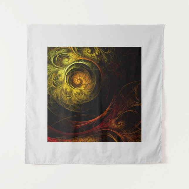 Sunrise Floral Red Abstract Art Tapestry (Front)