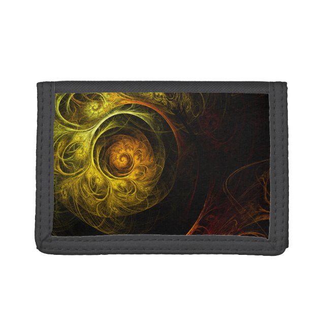Sunrise Floral Red Abstract Art Tri-fold Wallet (Front)