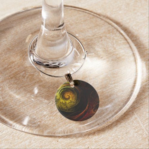 Sunrise Floral Red Abstract Art Wine Glass Charm
