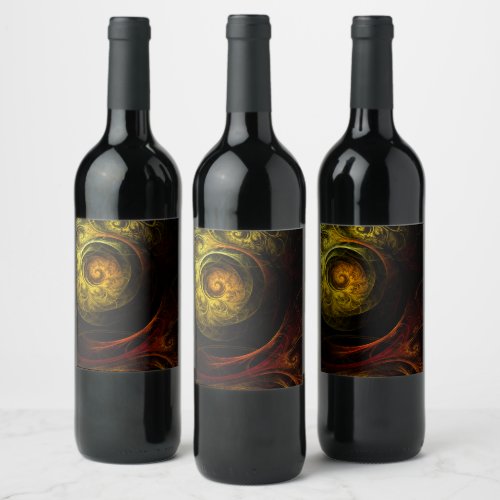 Sunrise Floral Red Abstract Art Wine Label