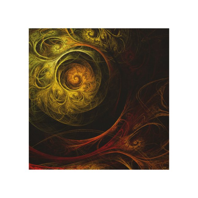 Sunrise Floral Red Abstract Art Wood Wall Art (Front)
