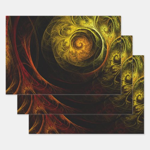 Sunrise Floral Red Abstract Art Wrapping Paper Sheets