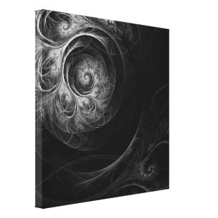 Sunrise Floral Red Abstract Black and White Canvas Print