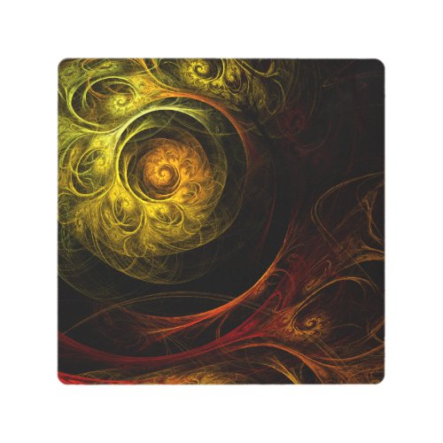 Sunrise Floral Red Abstract Metal Wall Art