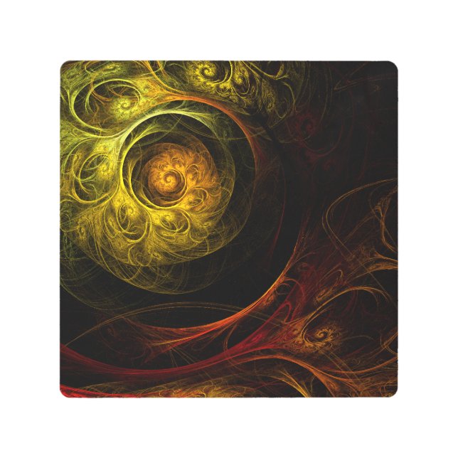 Sunrise Floral Red Abstract Metal Wall Art (Front)