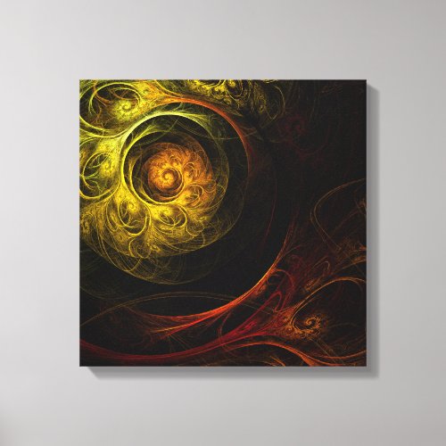 Sunrise Floral Red Abstract Quad Canvas Print