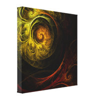 Sunrise Floral Red Abstract Wrapped Canvas Print