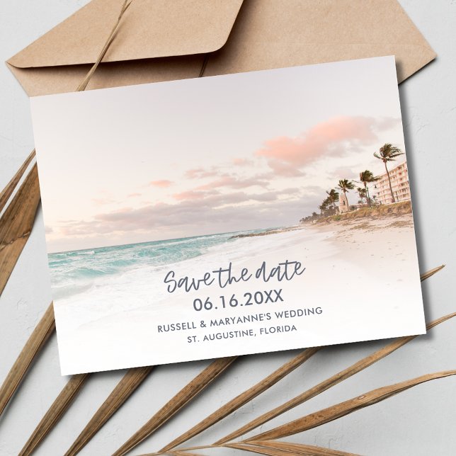 Sunrise Florida Beach Wedding Save the Date Announcement Postcard (Sunrise Florida Beach Wedding Save the Date Postcard)