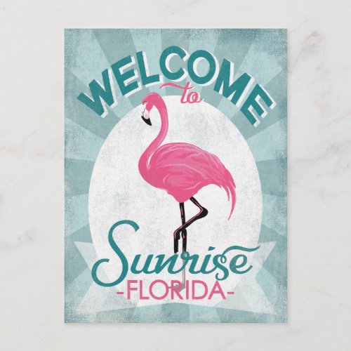 Sunrise Florida Pink Flamingo Retro Postcard