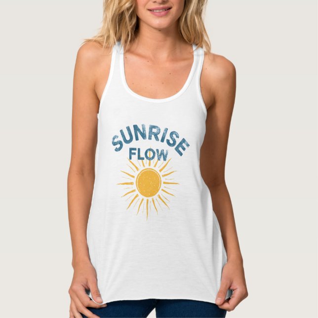 Sunrise Flow Retro Sun Graphic Print Vinyasa Yoga  Tank Top (Front)