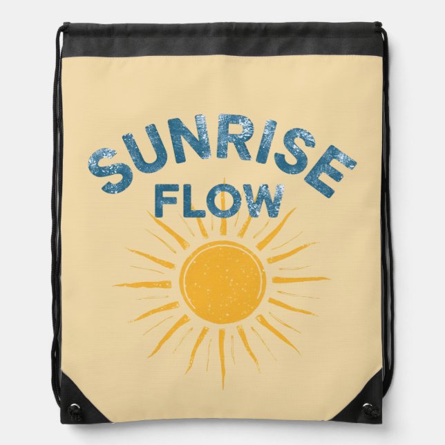 Sunrise Flow Yoga Vinyasa Sun Yellow Beach Daypack Drawstring Bag (Front)