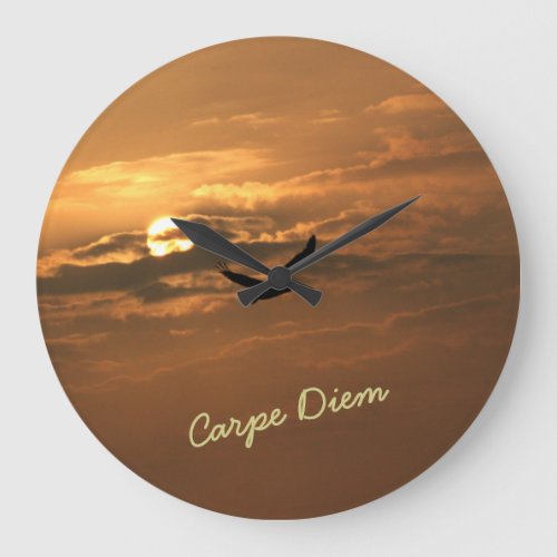 Sunrise Gold Photo Carpe Diem Ocean Large Clock