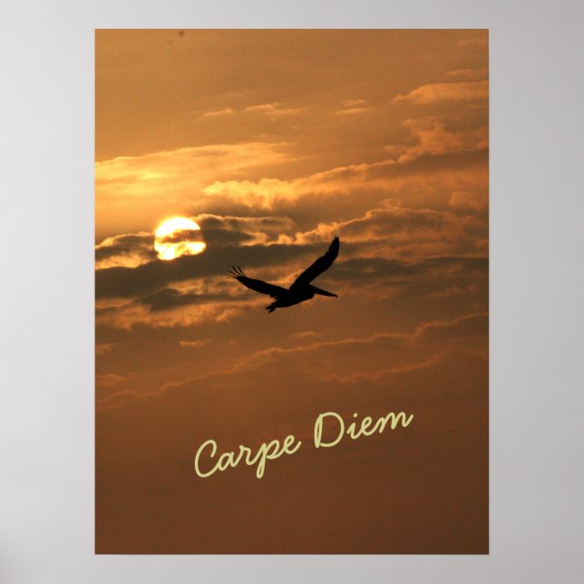 Sunrise Gold Photo Carpe Diem Ocean Poster (Front)