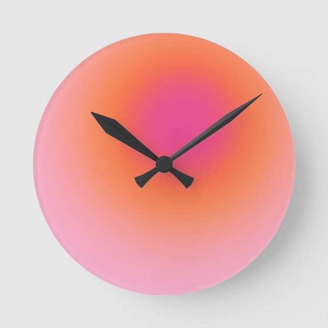 Sunrise Gradient - Beige Pink Orange Round Clock (Front)