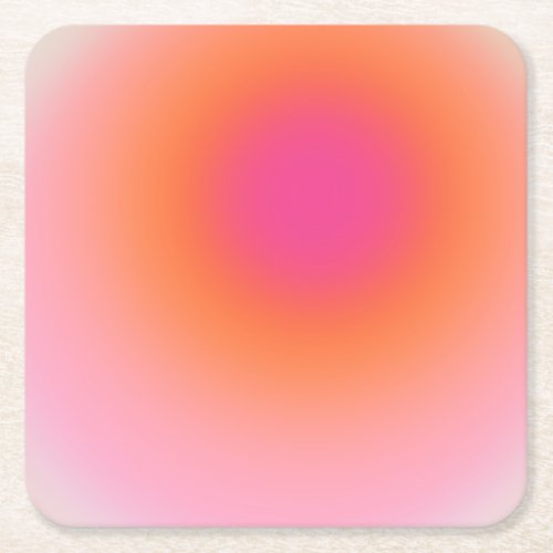 Sunrise Gradient _ Beige Pink Orange Square Paper Coaster