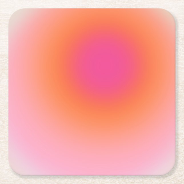 Sunrise Gradient - Beige Pink Orange Square Paper Coaster (Front)