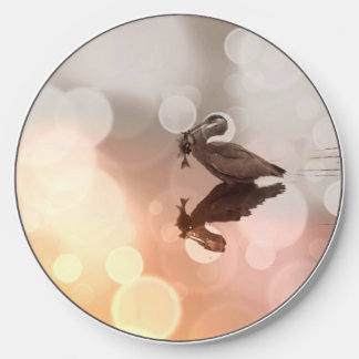 Sunrise Great Blue Heron Reflection Fisherman Fish Wireless Charger