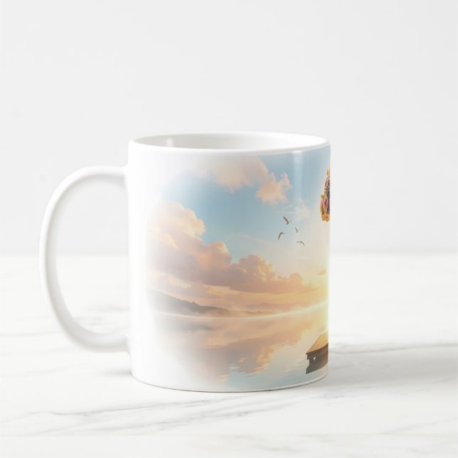 Sunrise Guitarist Rose Question Dock Lake Mug (Left)