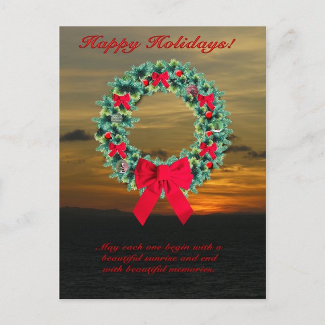 Sunrise Happy Holidays Postcard (Front)