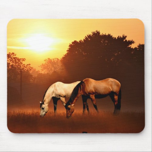 Sunrise horses mouse pad