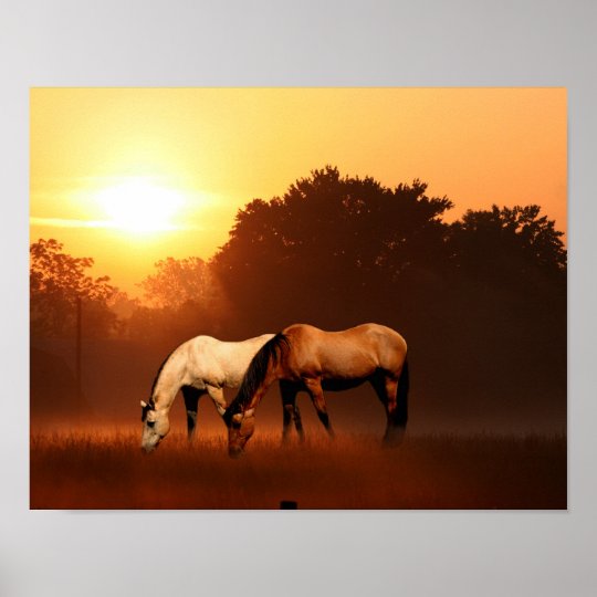 Sunrise Horses Poster 