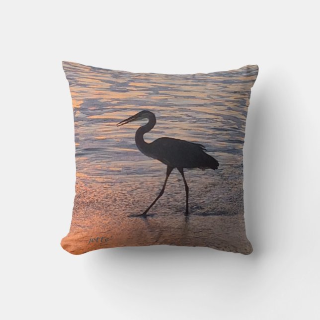 Sunrise hunt and calm ocean throw pillow (Front)