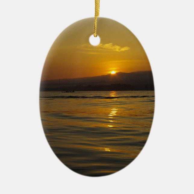 Sunrise in Bali island Ceramic Ornament (Front)