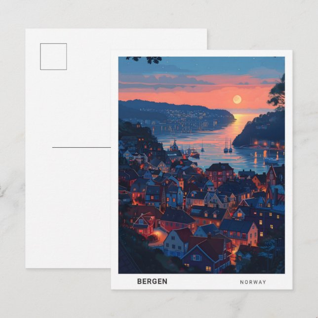 Sunrise in Bergen Norway Travel  Postcard (Front/Back)