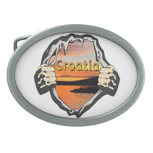 Sunrise in Croatia on Ciovo hole ripped open Belt Buckle