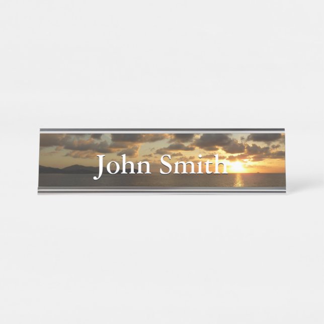 Sunrise in St. Thomas I US Virgin Islands Desk Name Plate (Front)