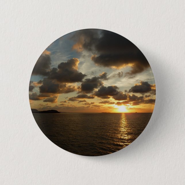 Sunrise in St. Thomas I US Virgin Islands Pinback Button (Front)