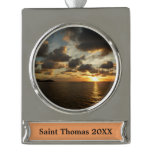 Sunrise in St. Thomas I US Virgin Islands Silver Plated Banner Ornament