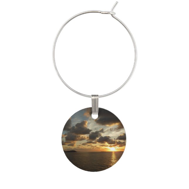 Sunrise in St. Thomas I US Virgin Islands Wine Charm (Front)