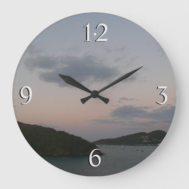 Sunrise in St. Thomas III US Virgin Islands Large Clock (Front)