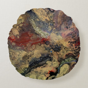 Sunrise in the desert painting in sandy tones  round pillow