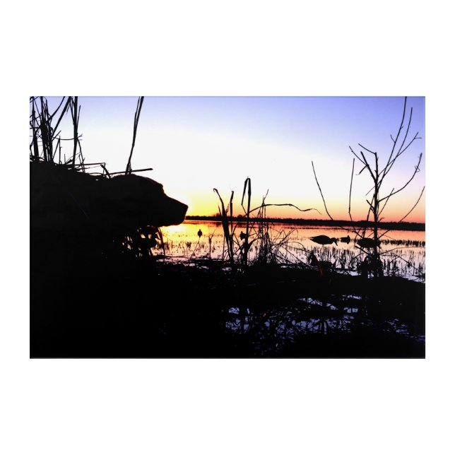 Sunrise in the Duck Blind Acrylic Print (Front)