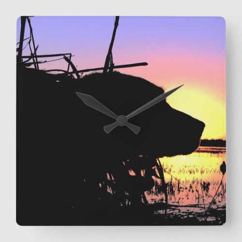 Sunrise in the Duck Blind Square Wall Clock