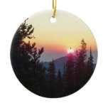 Sunrise in the Forest at Rocky Mountain Ceramic Ornament