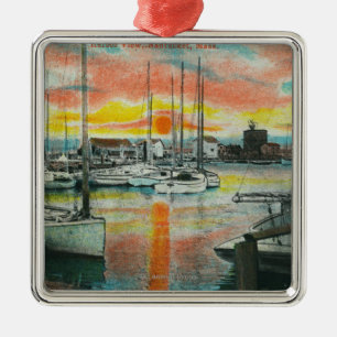 Sunrise in the Harbor Metal Ornament