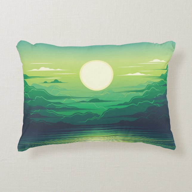 Sunrise in the sea illustration apparel,art,beauti accent pillow (Front)