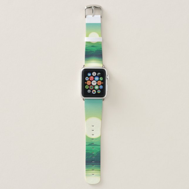 Sunrise in the sea illustration apparel,art,beauti apple watch band (Front)