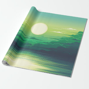 Sunrise in the sea illustration apparel,art,beauti wrapping paper