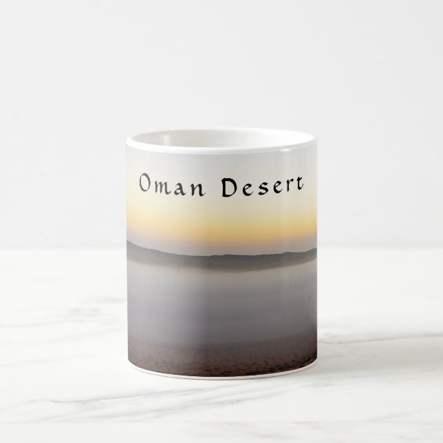 Sunrise in Wahiba Sands desert in Oman Coffee Mug (Center)
