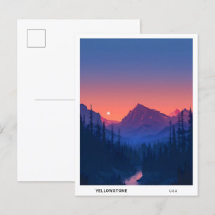 Sunrise in Yellowstone USA Travel Postcard