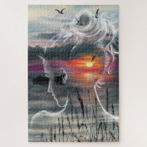 Sunrise Lady _ Nature _ Original Art Painting Jigsaw Puzzle