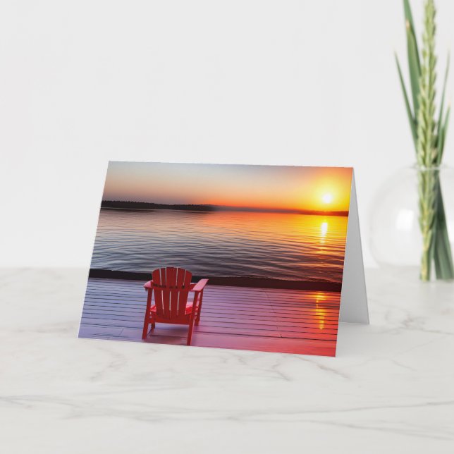 Sunrise Lake Dock For Sympathy Card (Front)
