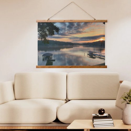Sunrise Lake View Scenic Waterfront Photographic Hanging Tapestry