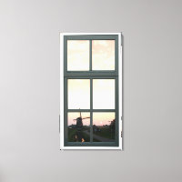 Sunrise Landscape Windmill Faux Window View